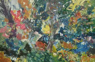 Eryk Maler - Sommer durch das Fenster: Weiden, 120x80, 2023