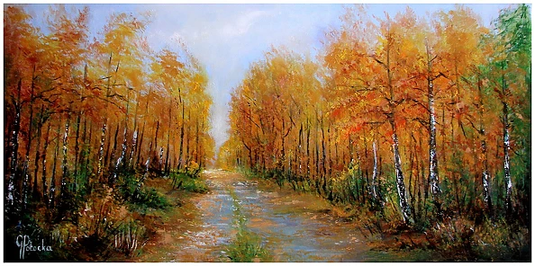 Grażyna Potocka - Autumn oil painting 40-81cm