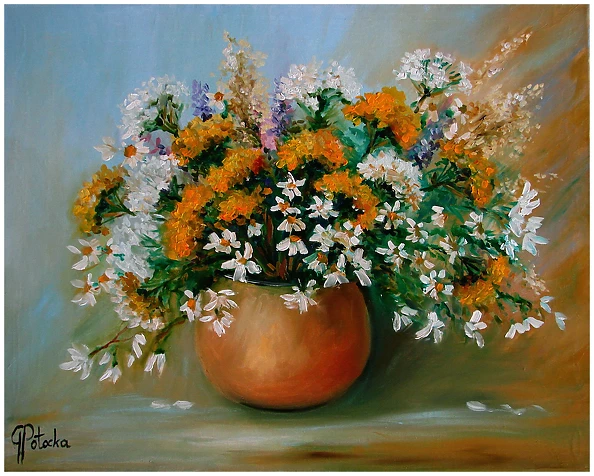 Grażyna Potocka - Wildflowers oil painting 50-40cm
