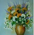Grażyna Potocka - Pittura a olio di fiori di campo 50-40 cm