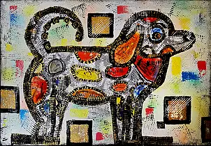 Marek Lutek, Tryptyk “PSIAKI” 11611/12/13, Obraz akrylowy - płótno, 50 x 70