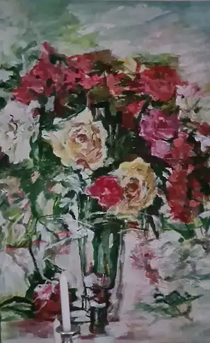 małgorzata machynia - Róże w wazonie