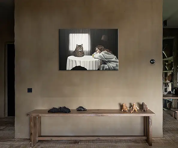 Nataliya Bagatskaya, Bevi il tuo succo, Natasha…, Dipinto acrilico - tela, 100 x 70