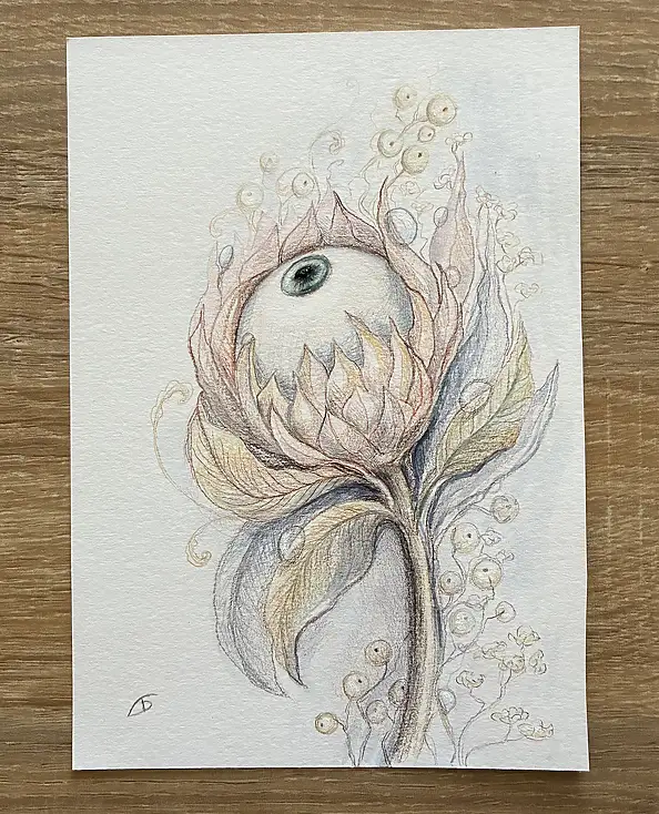 Natalia Butenko, Око Творця, Watercolors, Mixed media, Pencil - paper, 15 x 21