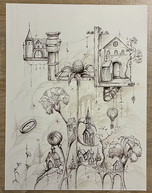 Natalia Butenko, Інший світ, Tusz - papier, 21 x 29