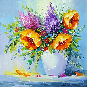 Olha Darchuk - Bouquet of yellow flowers in a vase