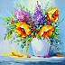 Olha Darchuk - Strauß gelber Blumen in einer Vase