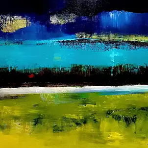 Rolf Stocker, ERSTES GRÜN, Obraz akrylowy - , 90 x 90