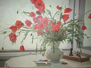 Sergey Doroshenko, Цветы Маки.1950 г, Obraz olejny - płótno, 94 x 49