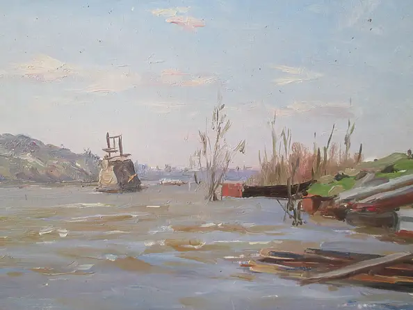 Sergey Doroshenko, Отмель. 1950 г., Obraz olejny - karton/tektura, 29 x 17