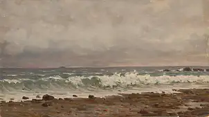 Sergey Doroshenko, Корабль на горизонте.1951 год, Obraz olejny - karton/tektura, 50 x 28