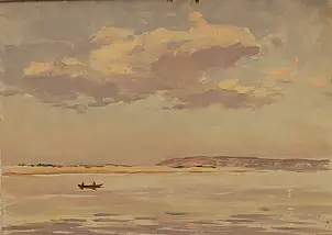 Sergey Doroshenko, Рыбацкие сети. 1954 год., Obraz olejny - karton/tektura, 35 x 25