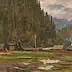 Sergey Doroshenko, Село в горах. 1950 год, Obraz olejny - karton/tektura, 40 x 28