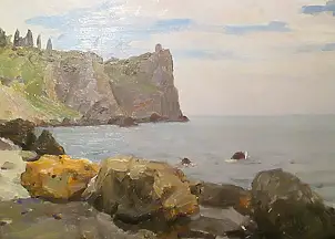 Sergey Doroshenko, Скала.1953 год., Obraz olejny - karton/tektura, 39 x 25