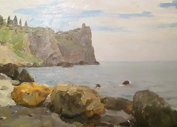 Sergey Doroshenko, Скала.1953 год., Obraz olejny - karton/tektura, 39 x 25