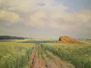 Sergey Doroshenko, Стог. 1956 год, Obraz olejny - karton/tektura, 49 x 34