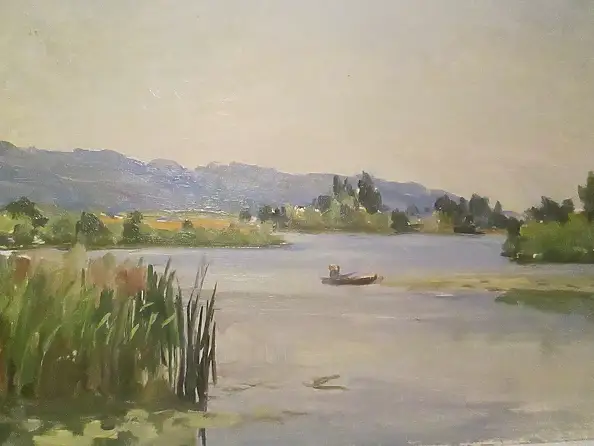 Sergey Doroshenko, Утро на Роси. 1951 год, Obraz olejny - karton/tektura, 35 x 23