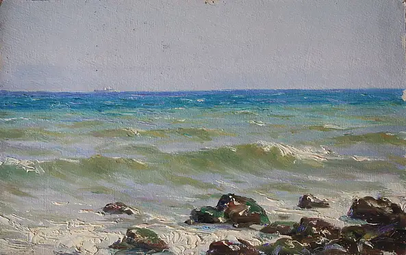 Sergey Doroshenko, Море. 1954 год., Ölbild - , 40 x 25
