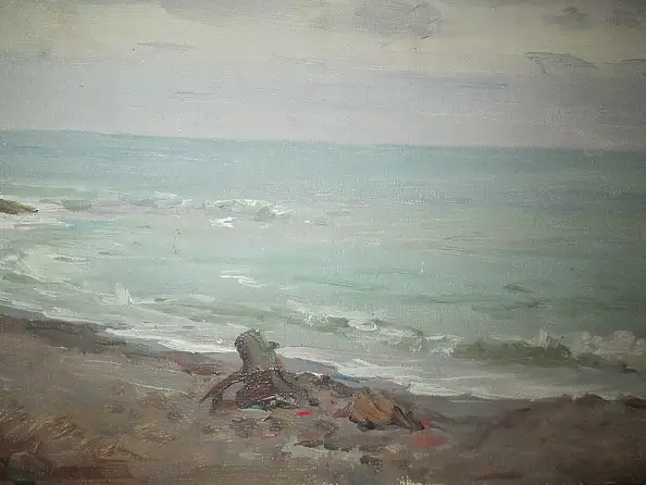 Sergey Doroshenko, Nach dem Sturm. 1953 Uhr., Ölbild - Karton/Pappe, 29 x 17