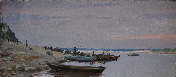 Sergey Doroshenko, Eiscreme-Reparatur. 1953 h., Ölbild - Karton/Pappe, 32 x 16