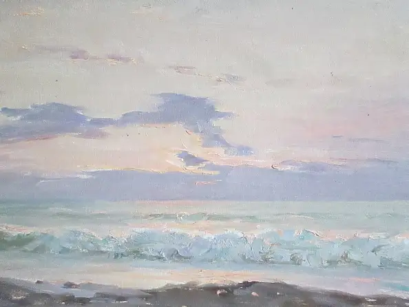 Sergey Doroshenko, Зарево. 1951 год, Ölbild - , 29 x 17
