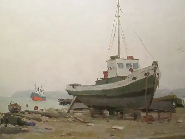 Sergey Doroshenko, Сейнер. 1954 год. , Obraz olejny - karton/tektura, 49 x 34