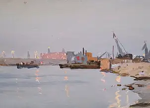 Sergey Doroshenko, Вечерние сумерки. 1953 год., Obraz olejny - karton/tektura, 49 x 30
