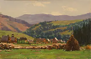 Sergey Doroshenko, Голубые дали. 1950 г., Obraz olejny - karton/tektura, 40 x 26