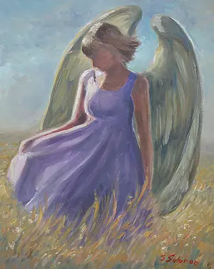 Sabina Salamon - Poranny anioł olej płótno 50x60 cm
