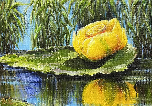 Yana Yeremenko - “Yellow water lily” flower painting