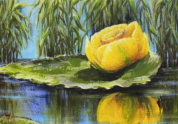Yana Yeremenko - “Yellow water lily” flower painting