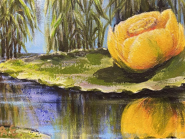 Yana Yeremenko - “Yellow water lily” flower painting