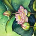 Yana Yeremenko - Aquarell „Rosa Lilie“, Blumenmalerei