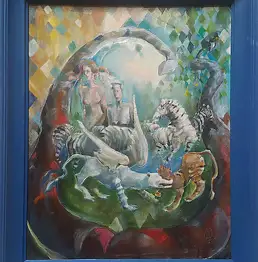 Krzysztof Michno, а для Каина у него была погремушка, Масляная картина - холст, 40 x 50