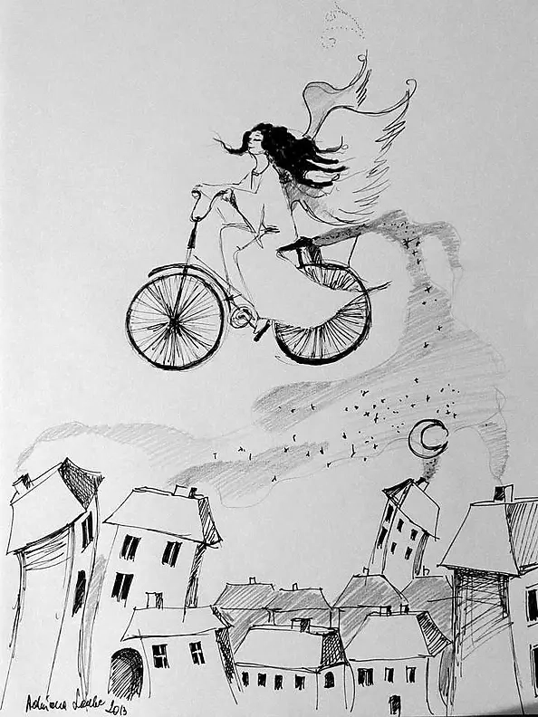 Adriana Laube - angel on a bike