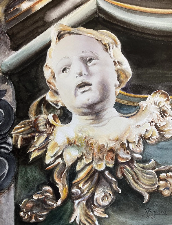 Rafał Bochra - aniołek na ambonie kościoła w Opolu Lubelskim