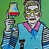 Marlena Kuc - бабушка с бокалом вина и котенком