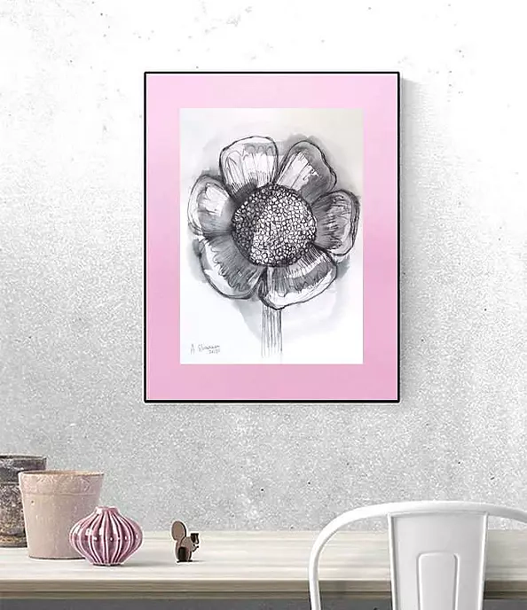 Anna Skowronek - black and white sketch with a flower