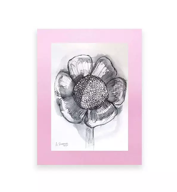 Anna Skowronek - black and white sketch with a flower