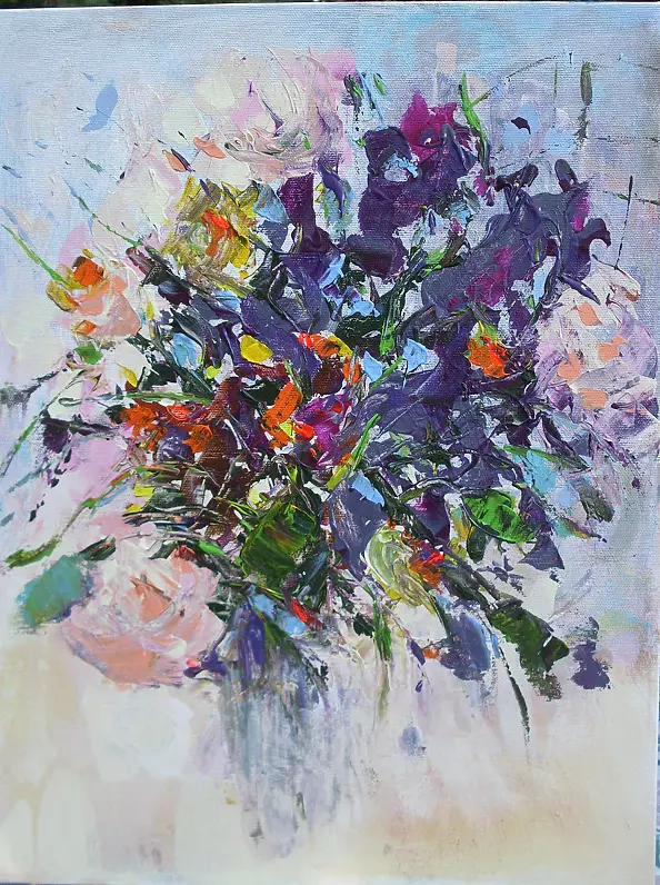 Barbara Kowalska - biało fioletowe kwiaty