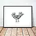 Anna Skowronek - biało-czarna grafika z ptaszkiem-plakat