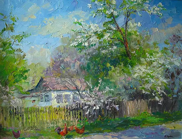 Borys Sierdiuk - blossoming garden, lush garden