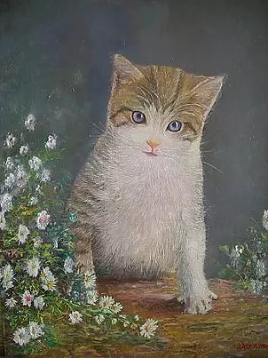 Milos Pucek - Cat and flowers