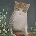 Milos Pucek - Katze und Blumen