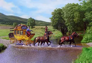 Ewelina Greiner - four horses pulling the stagecoach in the stream