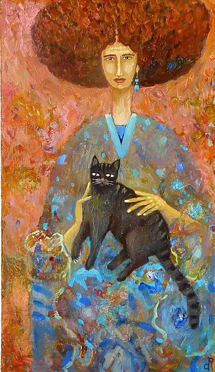   - lady with black tomcat