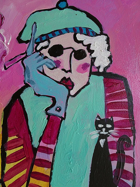 Marlena Kuc - lady with cigarette and cat