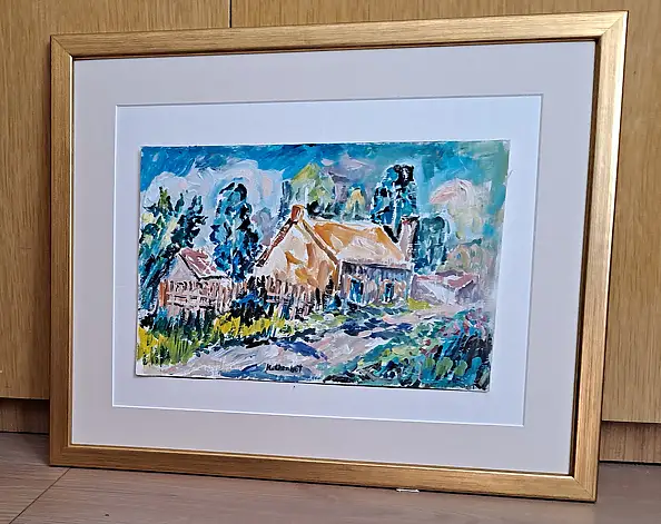 Krzysztof Chrobot, house, Oil painting - cardboard/paperboard, 51 x 36