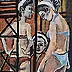 Krzysztof Chrobot, two characters, Oil painting - cardboard/paperboard, 36 x 51