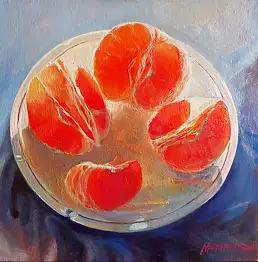 Viktory Mazovetskaya, Groepfrut, Quadro a olio - tela, 40 x 40